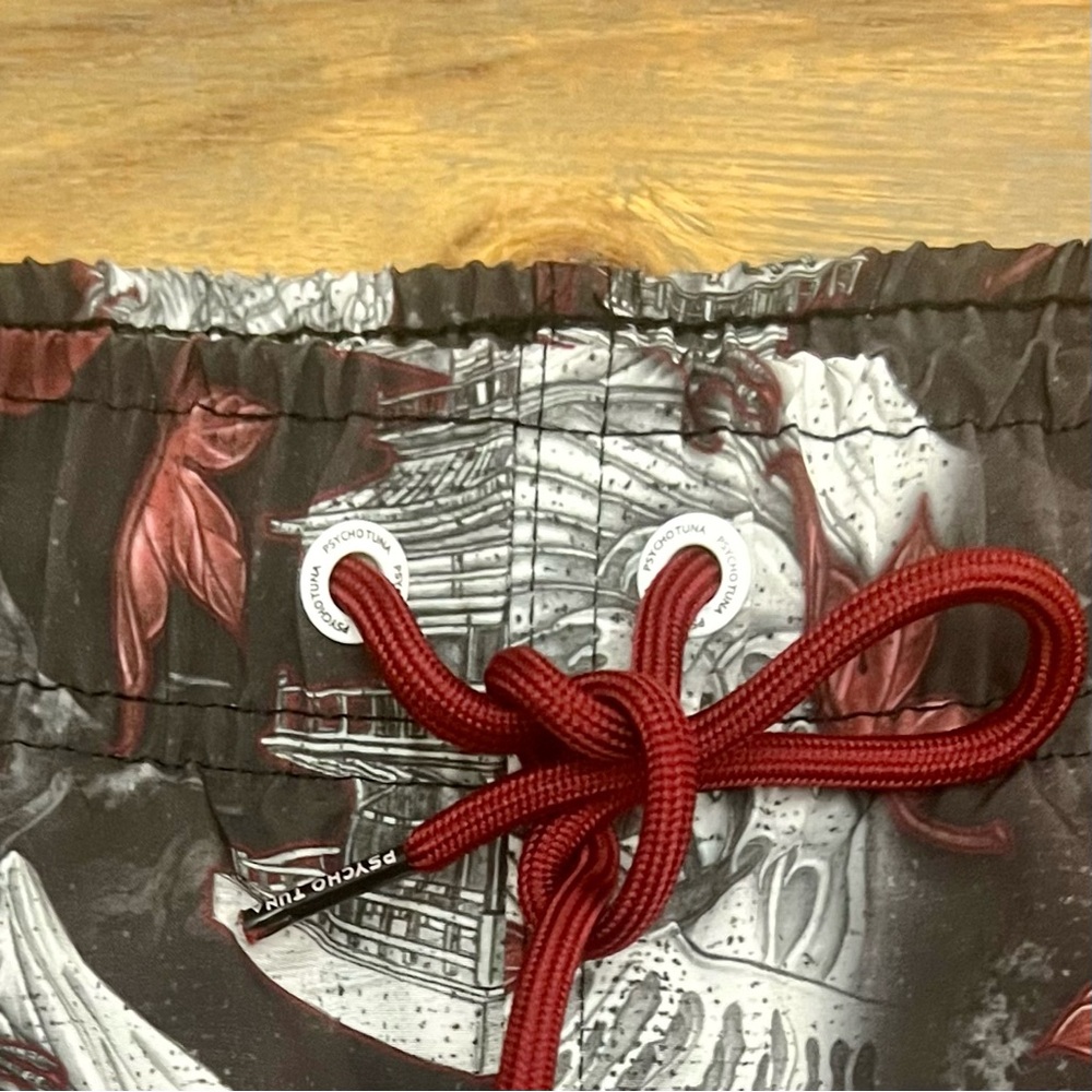 Psycho Tuna Rising Crane Swim Shorts XXL Japanese Art Design Coconut Polyester - Picture 2 of 12